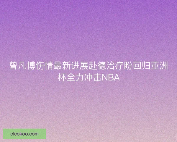 曾凡博伤情最新进展赴德治疗盼回归亚洲杯全力冲击NBA